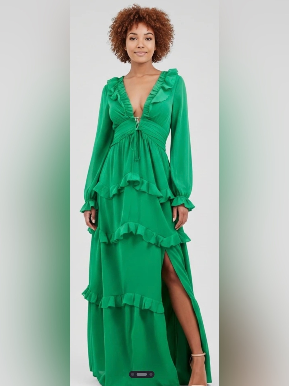 Boohoo Emerald Green Ruffle Tiered Maxi Dress